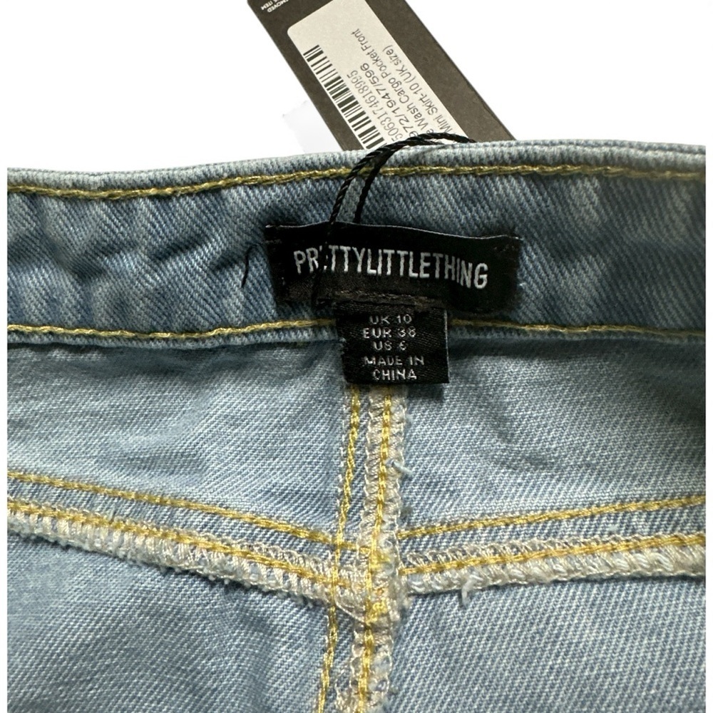 PrettyLittleThing Light Blue Cargo Pocket Denim Mini Skirt – Size 6 [US], (10UK) - Picture 8 of 9